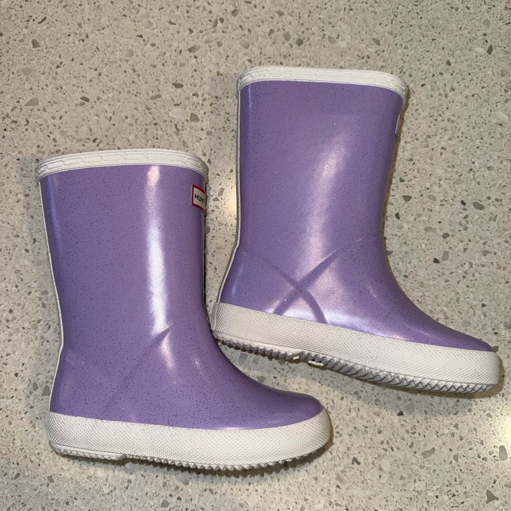 Hunter Boots Kids First Classic Purple Glitter Rain Boots